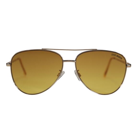 Steve Madden SANTANA Metal Aviator Sunglasses - Gold / Crystal Yellow - NWT - Picture 2 of 8